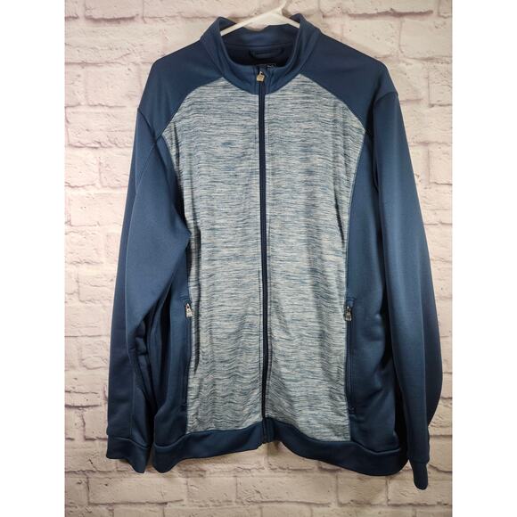 Adidas A198 Men's Space Dyed Full Zip Jacket Rich Blue Large - Picture 9 of 9